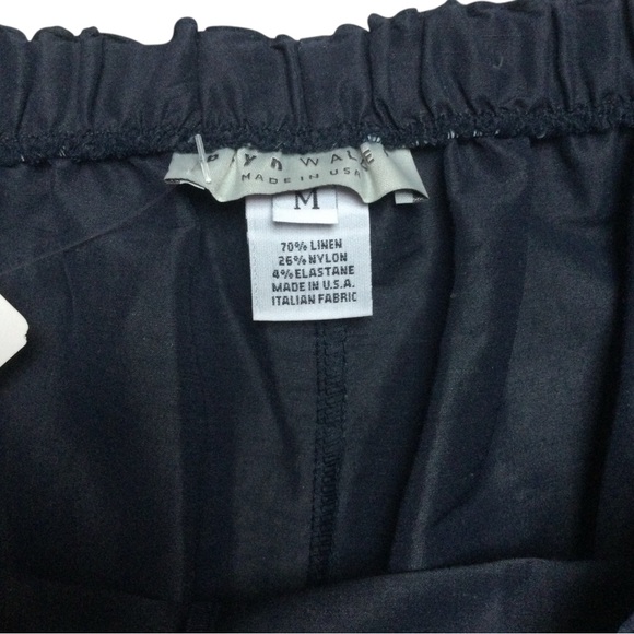 Bryn Walker Capri Pants. Linen Blend Elastic Waist. Lagenlook. Navy, Sz M NWT - Picture 5 of 12